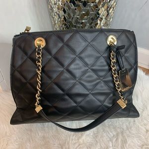 Black ALDO Quilted Grand Shopping Tote